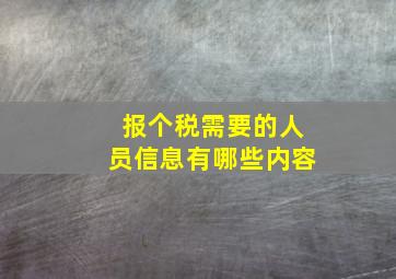 报个税需要的人员信息有哪些内容