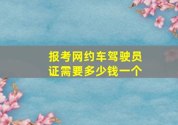 报考网约车驾驶员证需要多少钱一个