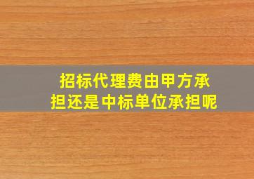 招标代理费由甲方承担还是中标单位承担呢