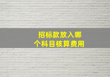 招标款放入哪个科目核算费用