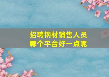 招聘钢材销售人员哪个平台好一点呢