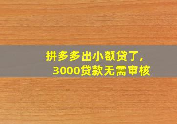 拼多多出小额贷了,3000贷款无需审核