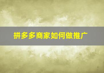 拼多多商家如何做推广