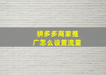 拼多多商家推广怎么设置流量