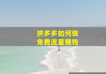 拼多多如何做免费流量赚钱