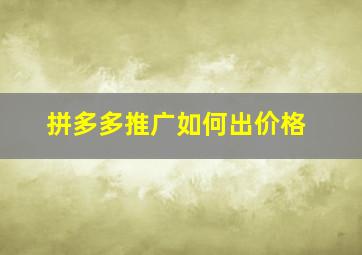 拼多多推广如何出价格