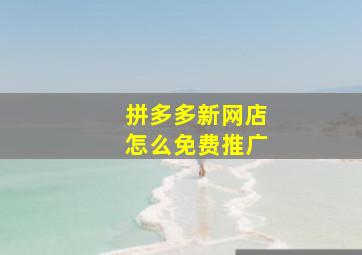 拼多多新网店怎么免费推广