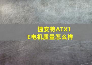 捷安特ATX1E电机质量怎么样