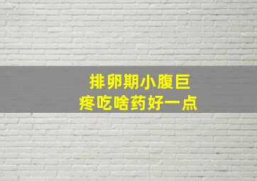 排卵期小腹巨疼吃啥药好一点