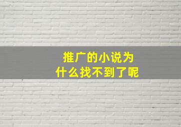 推广的小说为什么找不到了呢