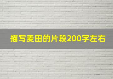 描写麦田的片段200字左右