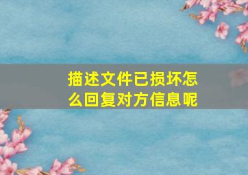 描述文件已损坏怎么回复对方信息呢