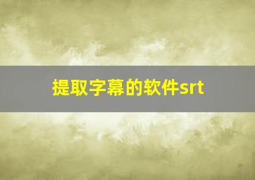 提取字幕的软件srt