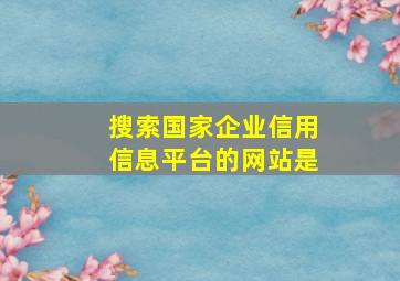 搜索国家企业信用信息平台的网站是