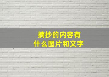 摘抄的内容有什么图片和文字