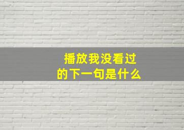 播放我没看过的下一句是什么