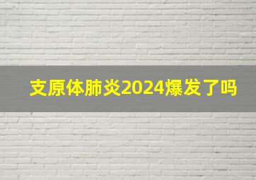 支原体肺炎2024爆发了吗