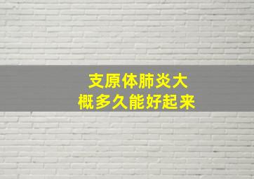 支原体肺炎大概多久能好起来