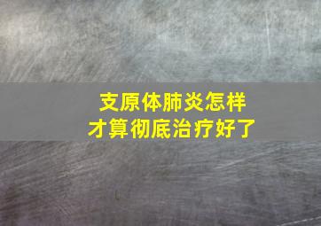 支原体肺炎怎样才算彻底治疗好了