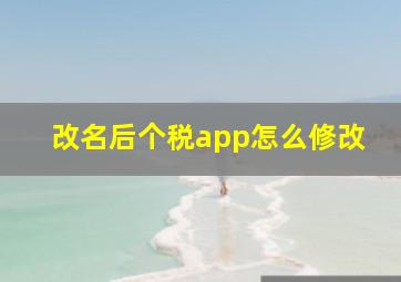 改名后个税app怎么修改