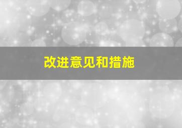 改进意见和措施