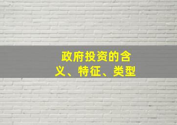 政府投资的含义、特征、类型