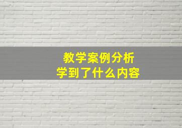 教学案例分析学到了什么内容