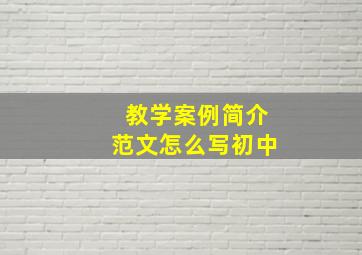 教学案例简介范文怎么写初中