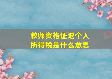 教师资格证退个人所得税是什么意思