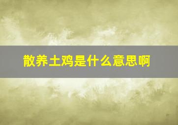 散养土鸡是什么意思啊