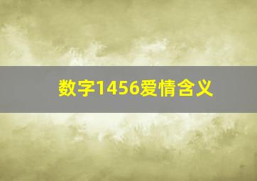 数字1456爱情含义