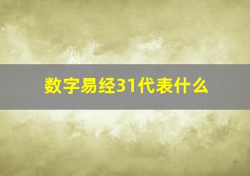 数字易经31代表什么