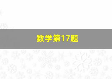 数学第17题