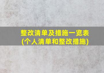 整改清单及措施一览表(个人清单和整改措施)