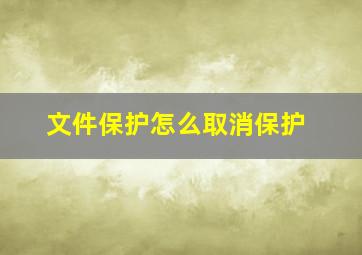 文件保护怎么取消保护