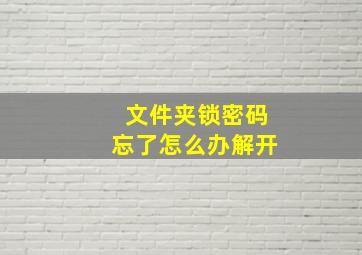 文件夹锁密码忘了怎么办解开