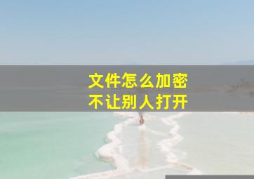 文件怎么加密不让别人打开