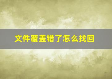 文件覆盖错了怎么找回