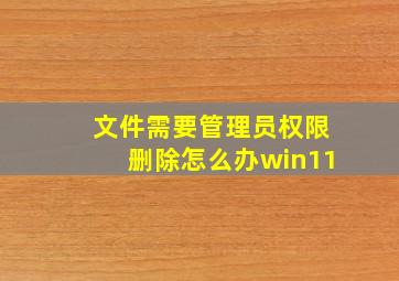 文件需要管理员权限删除怎么办win11