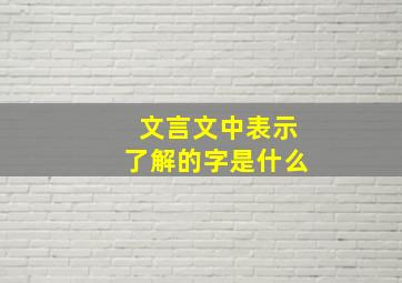 文言文中表示了解的字是什么