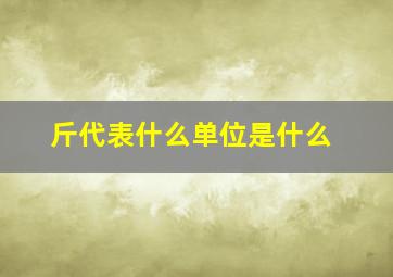 斤代表什么单位是什么