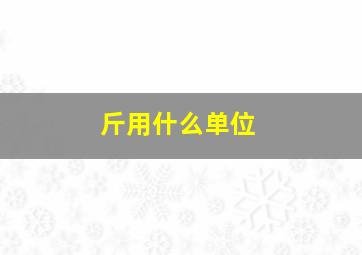 斤用什么单位