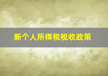 新个人所得税税收政策