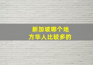 新加坡哪个地方华人比较多的