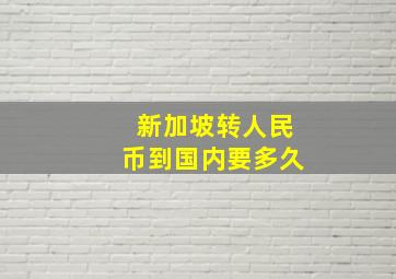 新加坡转人民币到国内要多久