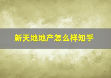 新天地地产怎么样知乎