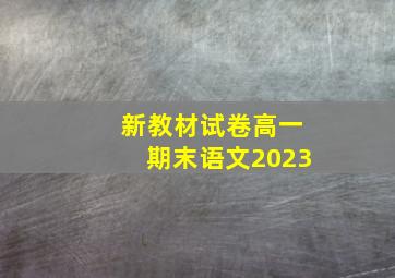 新教材试卷高一期末语文2023