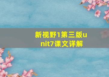 新视野1第三版unit7课文详解