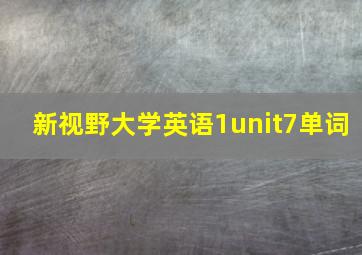 新视野大学英语1unit7单词