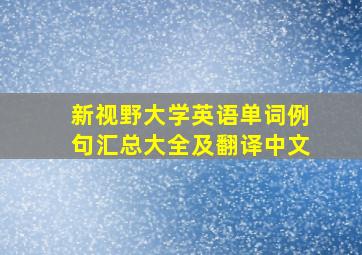 新视野大学英语单词例句汇总大全及翻译中文